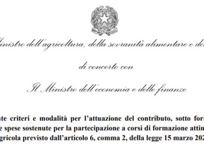 Credito d’imposta formazione agricoltura